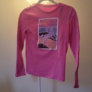 Wonder Nation Pink Glitter Unicorn Long Sleeve Tee